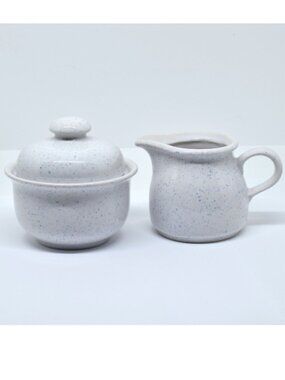 German Democratic Republik Porcelain, Creamer and Bowl, Blue and White